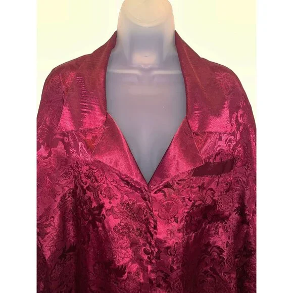 GOLD LABEL VICTORIA'S SECRET Burgundy Maroon Floral Jacquard Pajama Set ~ Small - Picture 4 of 11